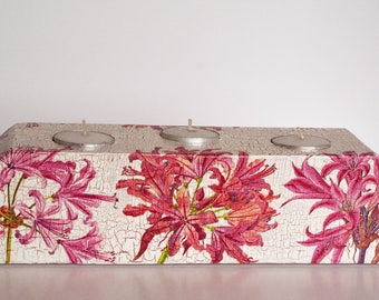 Tea light holder, candle holder, decoupage, shabby chic,