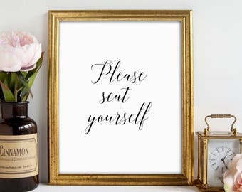 Funny Bathroom Art, Please Seat Yourself, Bathroom Wall Art, Bathroom Decor, Toilet Funny Art, Printable Art, Bathroom Sign, Gift for Her