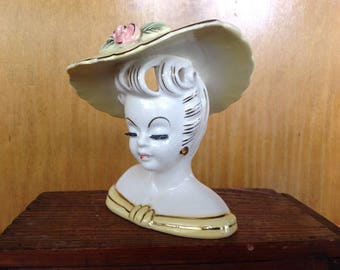 Vintage Ceramic Lady Head Vase