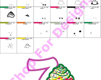 Shopkin Cupcake 7th Birthday Applique Design