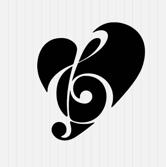 Music Note With Heart svg dxf eps png Pdf Download
