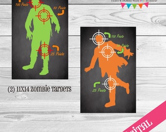 Zombie Target Nerf party signs, nerf party, nerf digital, nerf printables