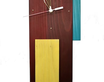 Wood Wall Clock "Rainbow" Mid Century Modern Style