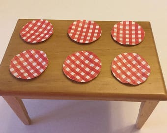 Dollhouse Miniature Red & White Checked Paper Plates
