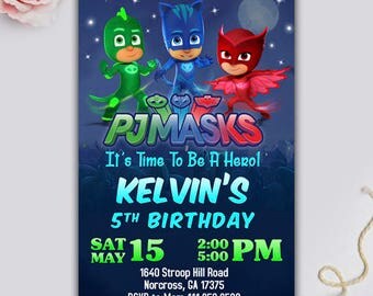 Pj Masks Birthday/ Pj Masks Invitation/ Pj Masks Birthday Invitation/ Pj Masks Banner/ Pj Masks Invite/ Pj Masks Birthday Card/ Pj Masks