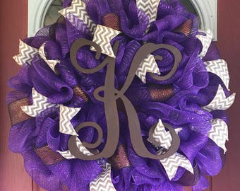 Year Round Wreath / Wreath / Monogram Wreath / Full Wreath / Mesh Wreath / Front Door Decor / Door Decor / Front Door Wreath