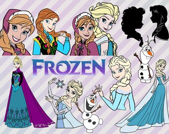 Frozen SVG, Clipart, Frozen Princess Anna and Elsa SVG, elsa silhouette, Princess Anna and Elsa Vector, Png, EPS, Frozen Cut files, Clip art