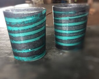 pair of hand-decorative votive holders