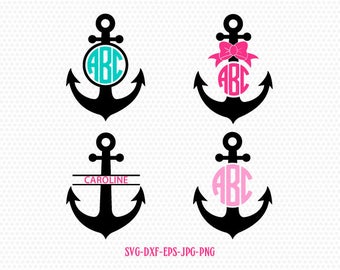 Anchor Svg, Anchor Monogram Frames Svg, Anchor Frames Svg, Anchors,neutical svg, bow svg,for CriCut Silhouette cameo Files svg jpg png dxf