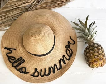 Hello Summer Straw Hat , Summer Hat , Beach Hat , Hat for Beach , Sun Hat , Resort Wear,
