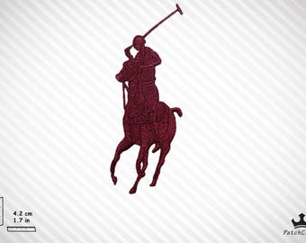 Burgundy Embroidered Horse Player Special Designer Fashion Iron On Patch/Emblem High Quality