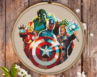 The Avengers Cross Stitch Pattern for instant download - 062| Easy Cross Stitch| Counted Cross Stitch| Modern Cross Stitch|Embroidery Design