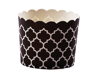 Quatrefoil Baking Cups - Black Metallic