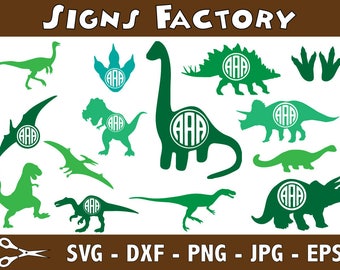 Monogram Dinosaurs Svg, Dinosaur Clipart, Dinosaurs Cut files, dxf, Silhouette cameo and cricut files, printable Dinosaurs Clip Art, T-rex