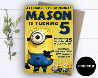 Minion Invitation, Minion Birthday Invitation, Minion Birthday, Minion Birthday Party, Minion Party, Minion Printables, Minion Party Ideas