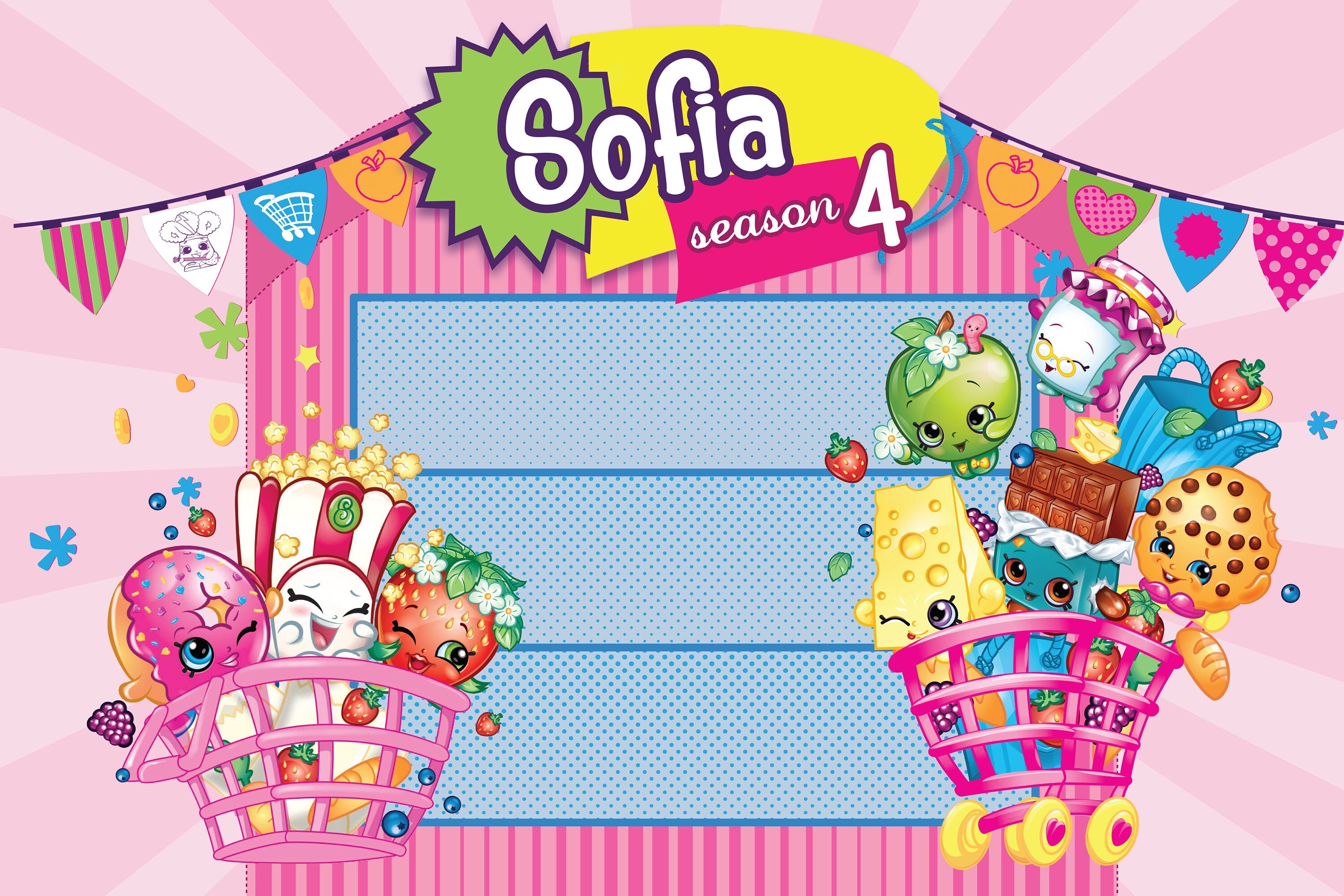 PRINTED Custom Shopkins Birthday Party Backdrop Shopkins
