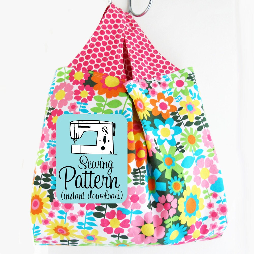 Grocery Bag PDF Sewing Pattern Sew a reusable machine