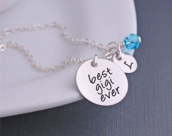 Best Gigi Ever Necklace in Silver, Christmas Gift for Gigi, Personalized jewelry for Gigi