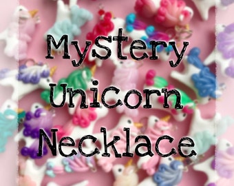 Mystery Unicorn Necklace - Polymer Clay Unicorn Charm Necklace