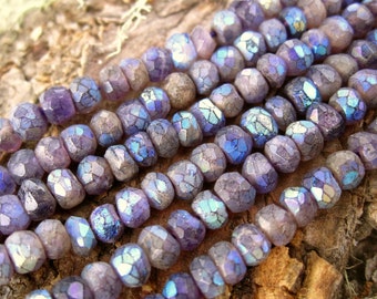 Mystic Amethyst Faceted Rondelles - semiprecious gemstones - 4mm X 3mm 6 1/2 inch strand