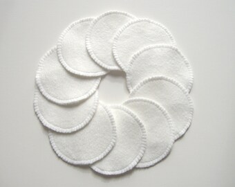 10 Organic Make-up Remover Pads, Bamboo Fleece Reusable Cotton Rounds, Toner Pads