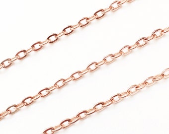 10 ft of Rose Gold plated flat cable chain 2X3mm - unsoldered, Bulk Rose gold chain