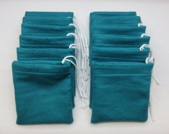 Set of 12, Turquoise Flannel Cotton Hoo Doo, Mojo Bags, Jewelry Pouches, Handmade