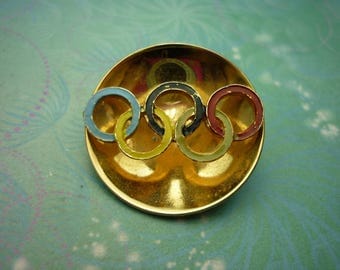 Vintage Olympic Gold Tone Brooch - Vintage Brooch