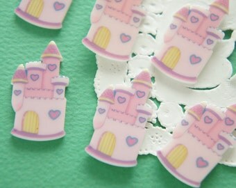 8 pcs Pastel Pink Kawaii Castle Cabochon (17mm34mm) DR594 (((LAST)))