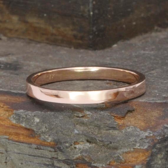 Rose Gold Wedding Band Simple Stacking Ring 14K Gold