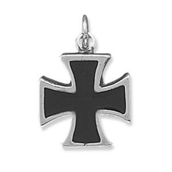 Black Maltese Cross Charm Iron Cross Charm Jewelry Necklace