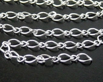 Silver Chain 32 Feet Twisted Mother Son Unsoldered 6mm x 3.5mm 22g (1018cha06s1)