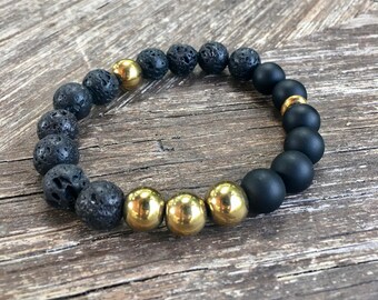 Black Mens Stretch Bracelet