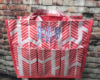 Coral Arrow Organizer Caddy-Organizer Tote-Nurse Bag-Teacher Bag-Toy Bag-Shower Caddy-Includes Monogram