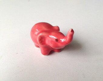 Miniature Elephant, ceramic elephant, ceramic animal, miniature animal, pink elephant, mini, little, tiny, elephant figure