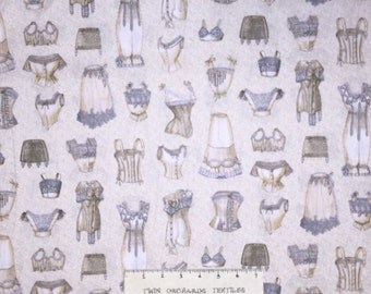 Fashion Fabric - Unmentionables Vintage Bra Nightgown Beige Robert Kaufman YARD