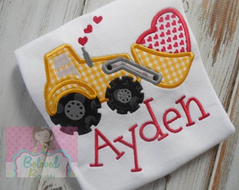 Applique Valentine Dozer Boy Shirt, Personalized, Valentine Party Shirt, Boy's Valentine Shirt