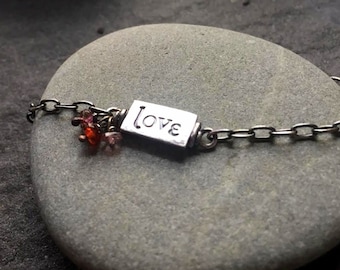 simple truths - love - sterling silver with pink and red tourmaline/rubellite