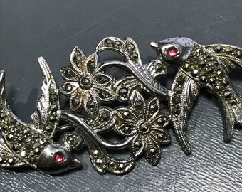 Antique Bird Sparrow Pin . Brooch . Brooches . Sterling silver . Victorian revival jewelry