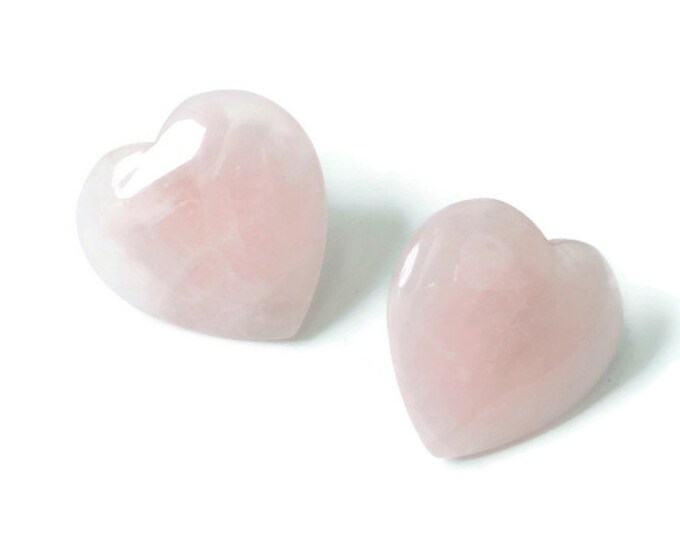 Rose Quartz Heart Earrings Posts Larger Size Vintage