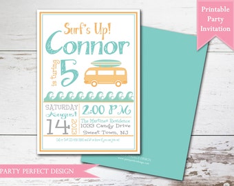 Vintage Surfer Boy Baby Shower Invitation - Print your own