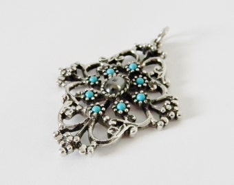 Vintage AVON Turquoise and Hematite Pendant