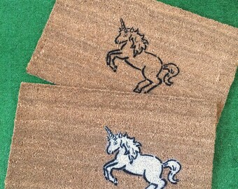 white UNICORN doormat- Welcome to my Fairy tale home