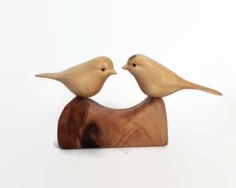 carved bird chickadee wood carving art wood by 