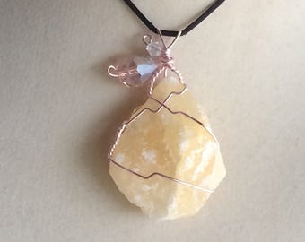 Wire Wrapped Pineapple Calcite Pendant