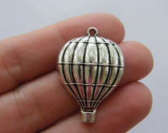 4 Hot air balloon charms antique silver tone TT86