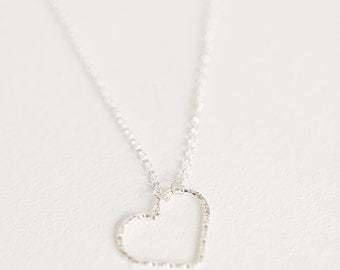 Heart necklace,Sweetheart Necklace,Silver necklace, Danity necklace, Girlfriend necklace, I Love you Necklace, Gift for wife