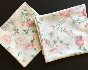 2 Vtg Pillowcases - King Size - Pink and Green Floral - Cannon