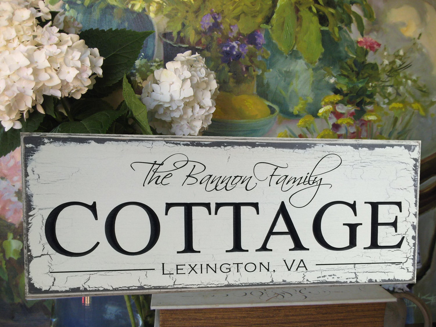 Carved & Engraved Shabby Chic Cottage Sign... Personalized