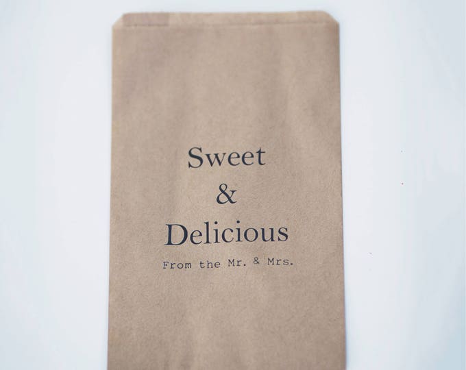 Kraft Bags - Merchandise - Gift - Food - Wedding Favor Bags - Sweet & Delicious From the Mr and Mrs
